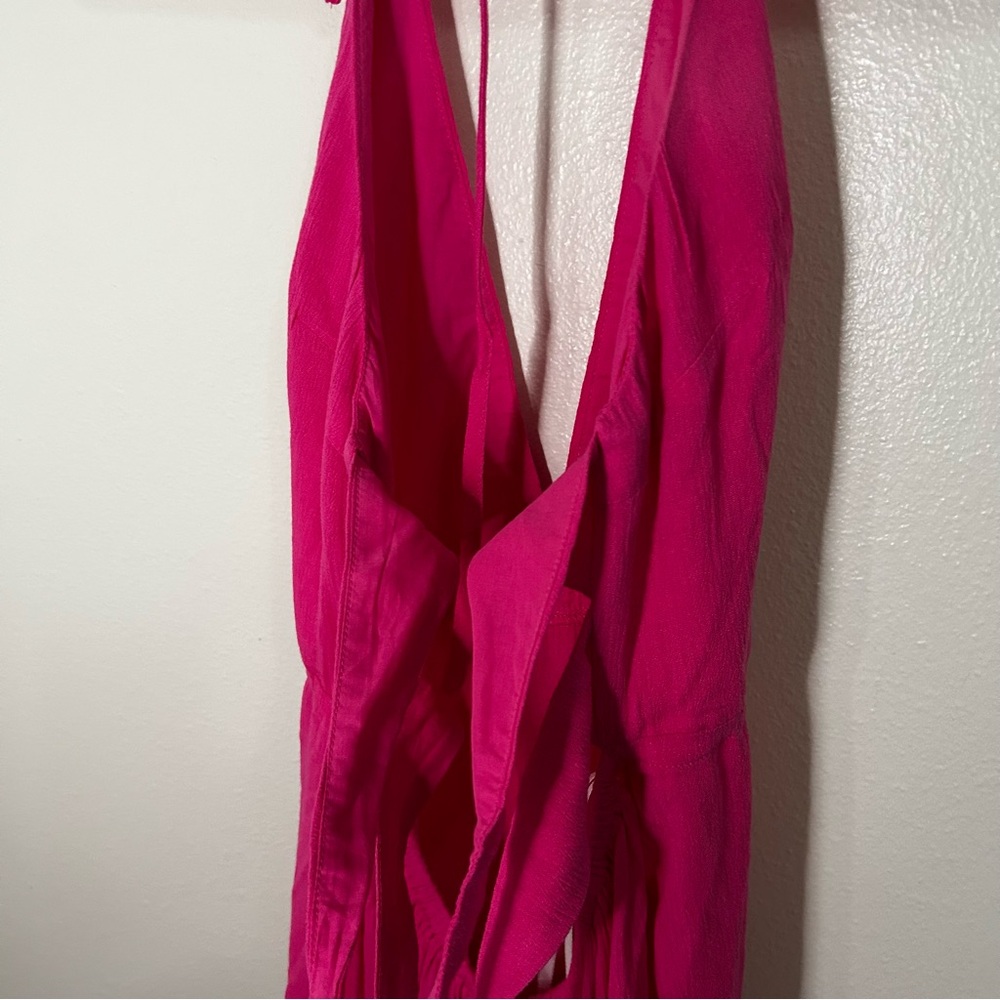 Super down Revolve hot pink halter dress with straps cutout back - Picture 13 of 14
